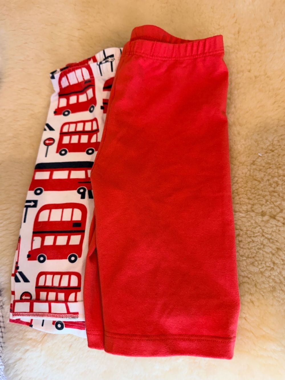 (SET) WWF Bike Shorts Double Decker & Red. Organic Cotton. Size 6